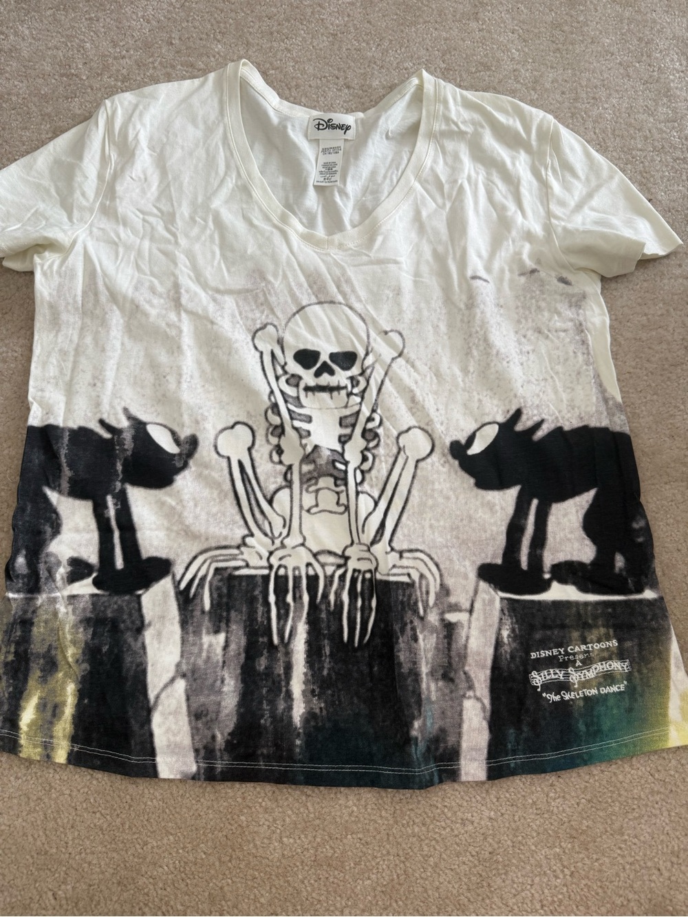 Disney Skeleton Silly Symphony' Graphic Tee - Black, Green, white